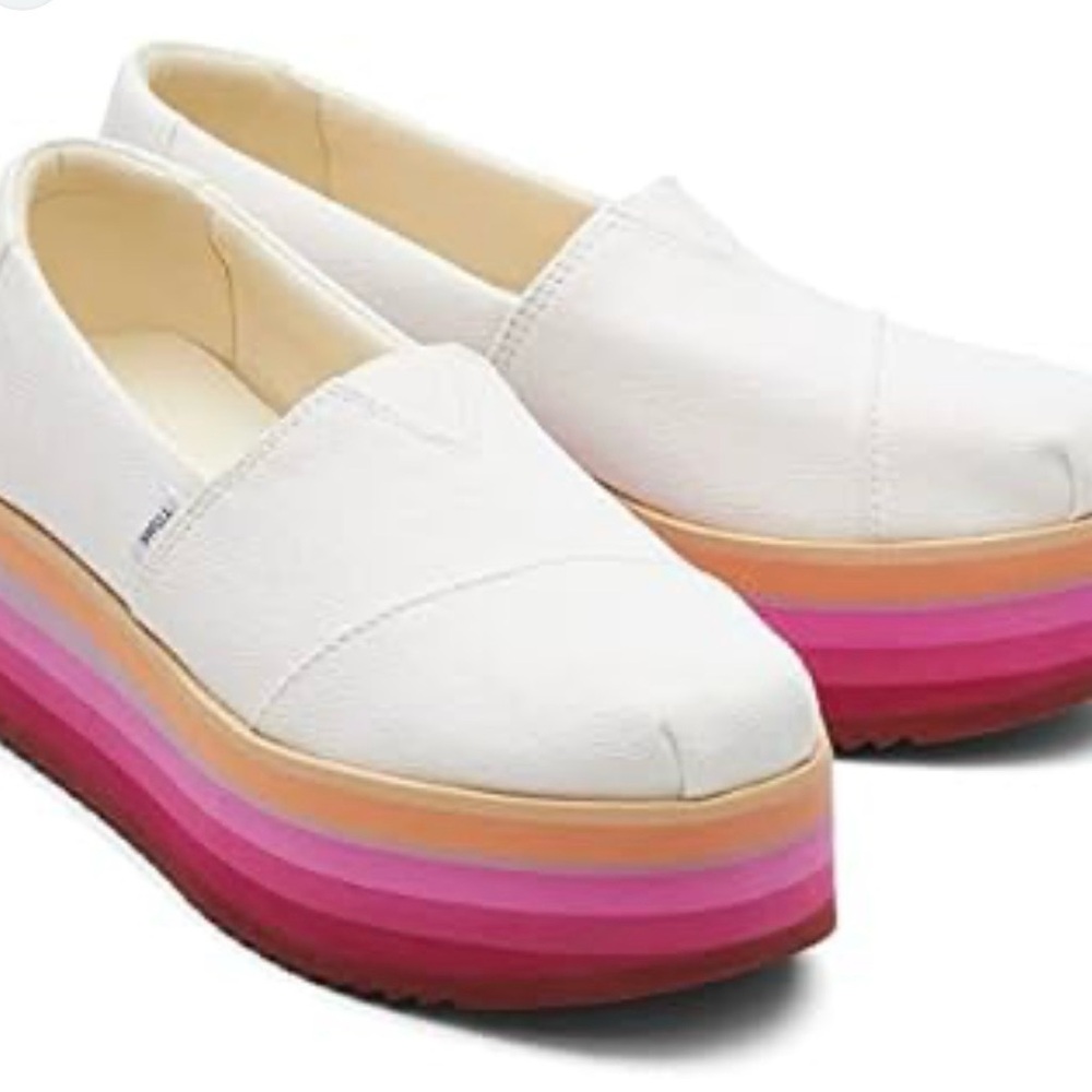 Toms Women's White Platforms with Multicolor Sole